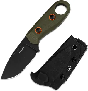 Kizer Beaver Fixed Blade Knife with Sheath, 2.75" D2 Blade EDC Camping Fixed Blade Knife with Olive Green G10 Handle, Small Bushcraft Survival Knives, Outdoor Hunting Knives for Men Women, 1078A1