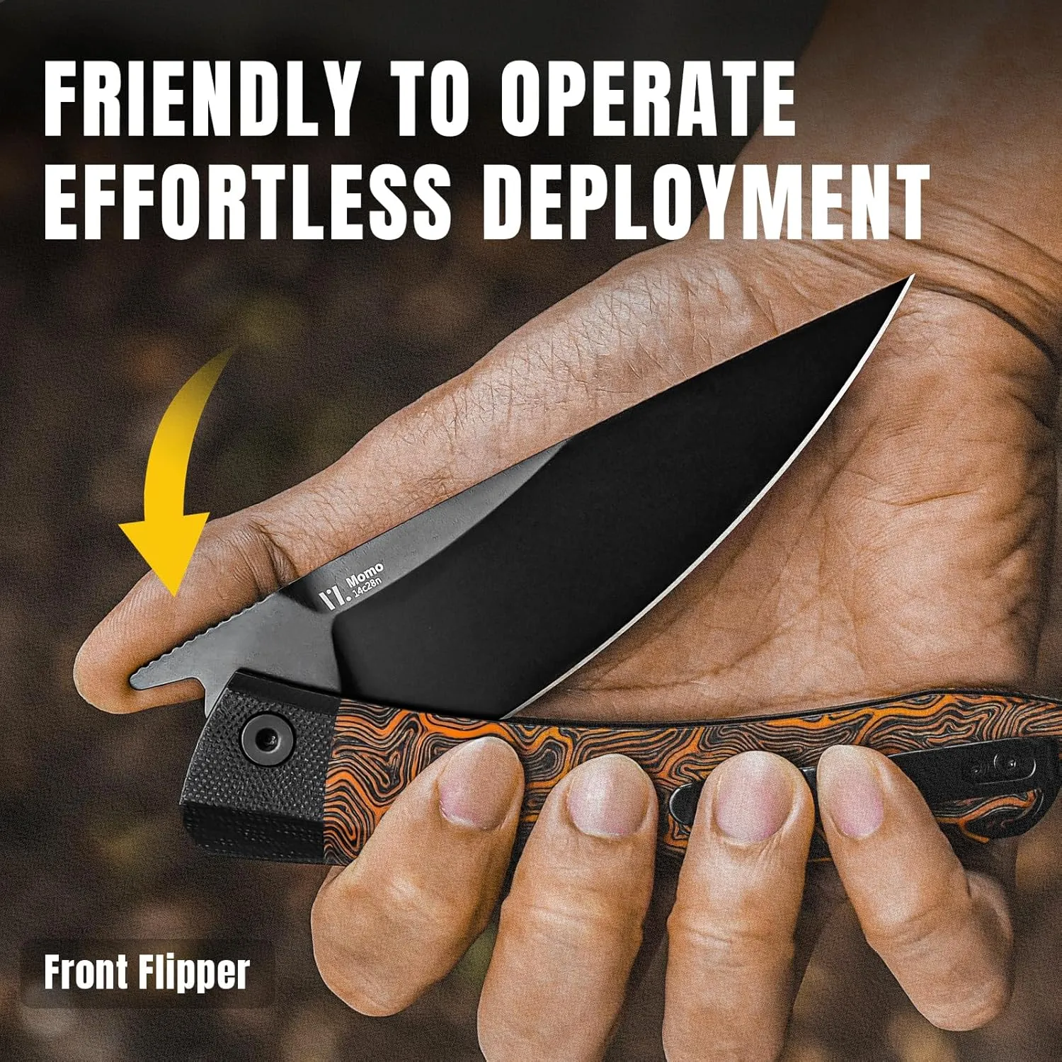 Kizer Momo Pocket Folding Knife, 4.11” 14C28N Blade EDC Pocket Knife with Damascus G10 Handle, Front Flipper Camping Folding knife for Men Women, Sharp Hunting Survival Hiking Knives V4663M2