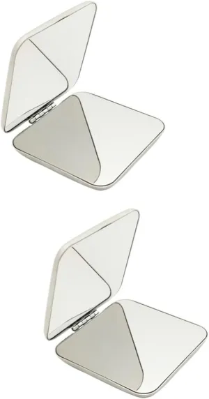 KOHARA 2 pcs Vanity Mirror Pocket Mirror Outdoor Cosmetic Mirror Folding Travel Mirror Compact Makeup Mirror Square Makeup Mirror Woman Small 304 Stainless Steel Hand Mirror White