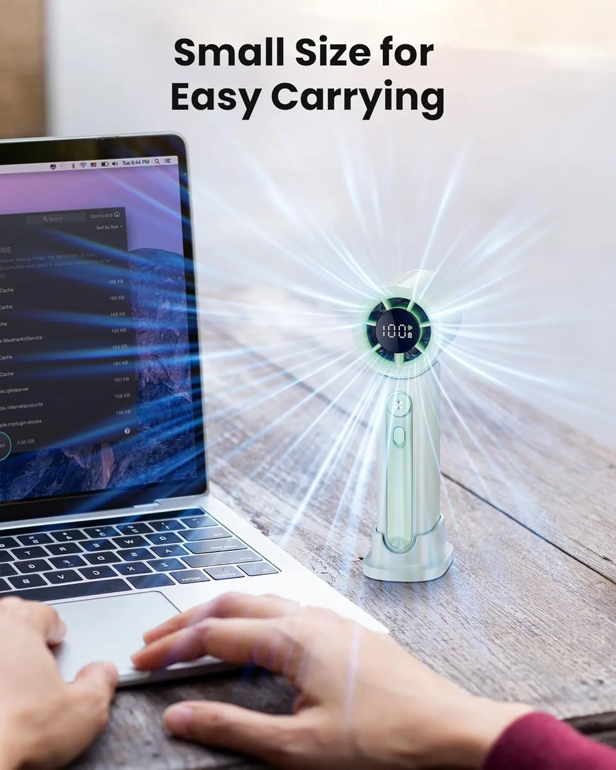 Koonie 19000 RPM High Speed Portable Handheld Fan,100 Speeds Mini Turbo Fan, 3600mAh, 12H Max Cooling Time, Digital Display, 5" Height, Rechargeable Hand Fan for Outdoor Indoor Green