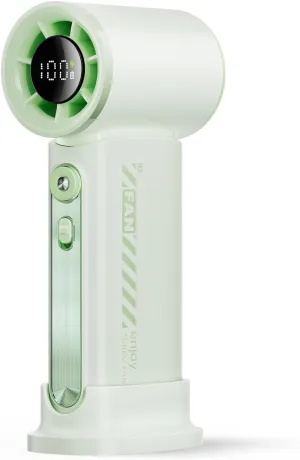 Koonie 19000 RPM High Speed Portable Handheld Fan,100 Speeds Mini Turbo Fan, 3600mAh, 12H Max Cooling Time, Digital Display, 5" Height, Rechargeable Hand Fan for Outdoor Indoor Green