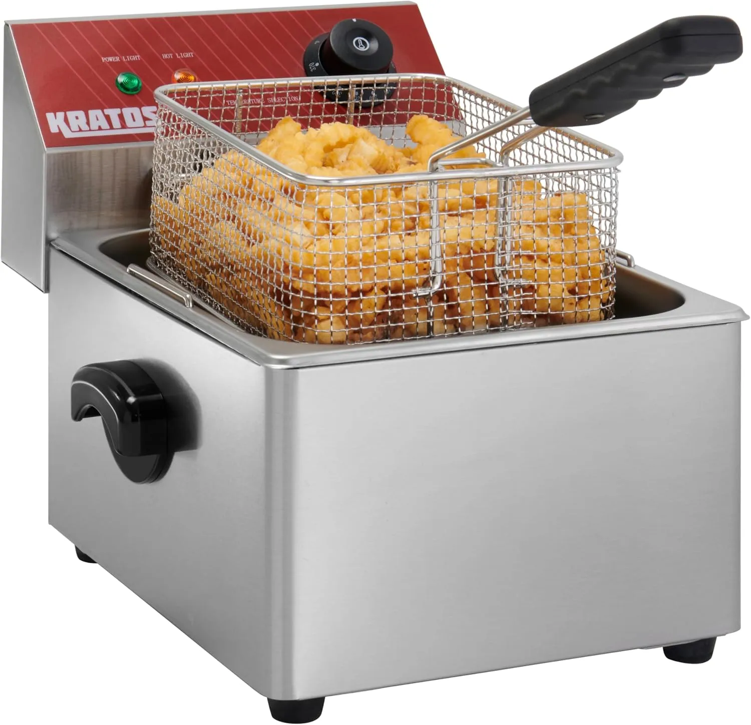 Kratos Commercial Electric Countertop Deep Fryer, 10 lb. Fryer with Basket, Stainless Steel Fryer for Restaurants, Concession Stands