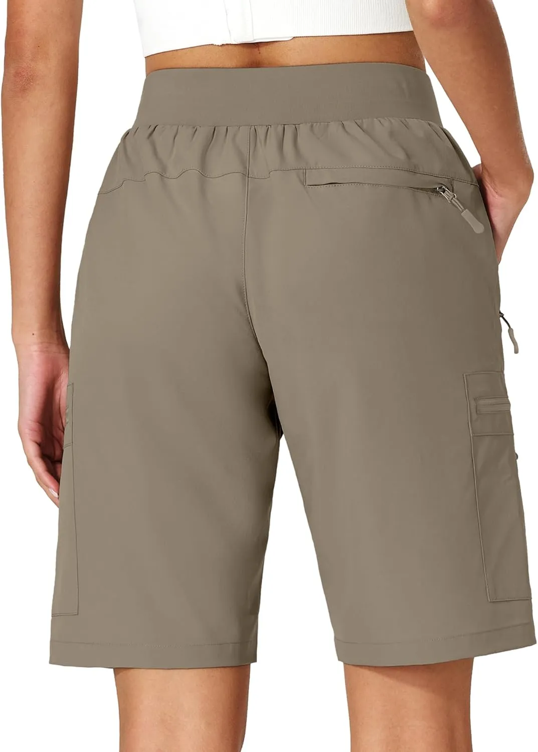 Ksmien Women's Hiking Cargo Shorts Quick Dry Lightweight Summer Shorts with Zipper Pockets for Travel Golf Camping