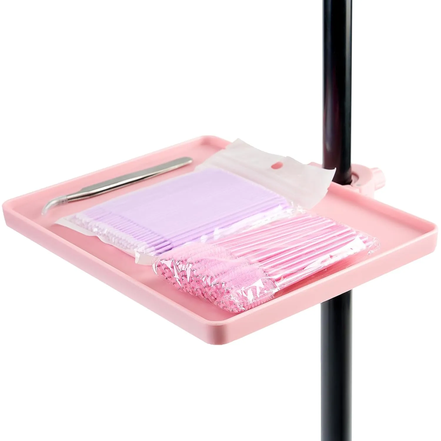 Lash Tray Holder (9 inch×6.7 inch), Adjustable Plastic Essential Organizer Stand for Lash Techs, Eyelash Extension Supplies Perfect for Salon or Homes Use by KONOVOLY(Pink)