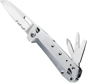 LEATHERMAN, FREE K2, Folding Pocketknife, 8-in-1 Multi-tool for Everyday Carry (EDC), Home & Outdoors, Made in USA, Silver (K2X with Serrated Blade)