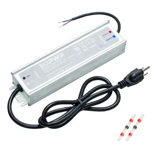 LED Driver 100W Waterproof IP67 Power Supply AC120-277V to 24VDC 4.16A US 3-Prong Plug Low Voltage Transformer Adapter for Outdoor LED Lighting CE UL TAA (24V 100W)
