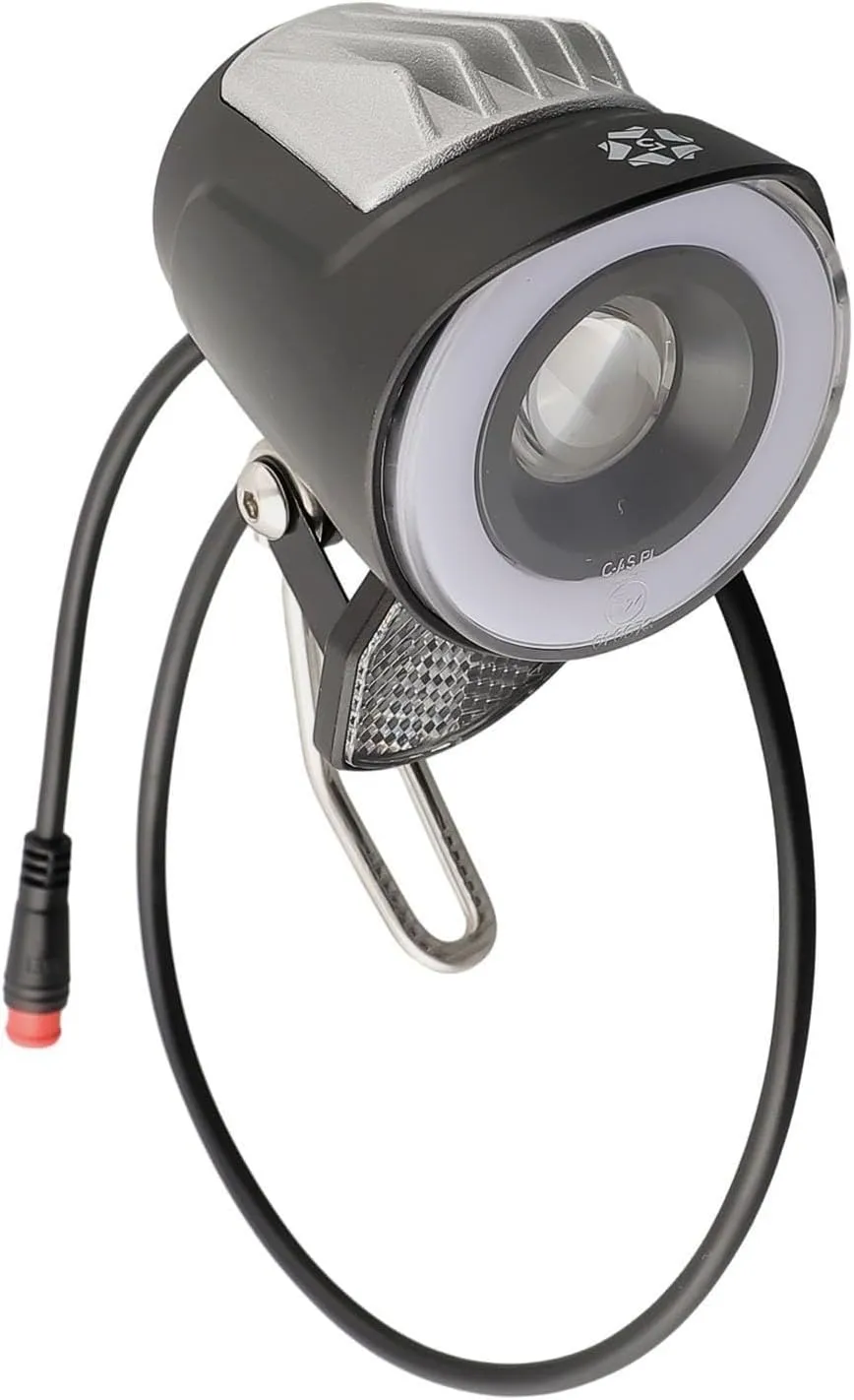 LED Headlight for E-Bike Front Light Spotlight Electric Bicycle 6-48V IPX4 Electric Bicycle Front Light Spotlight 2-Pin Connector Adjustable Angle 20Lux Illumination