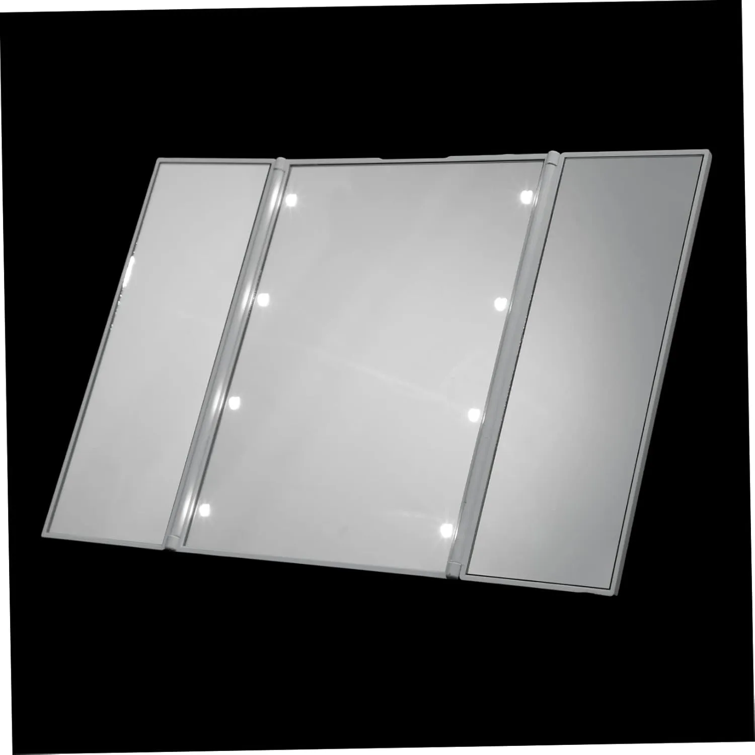 LED Lighted Makeup Mirror Portable Three Sided Tabletop Mirror with Brightness Compact Design for Bedroom Bathroom Desk and Dresser Finish