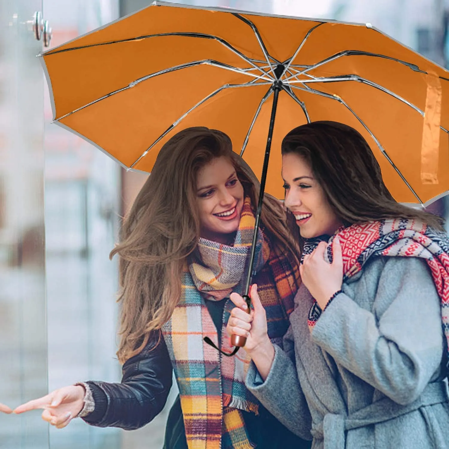 Lejorain Golf Large Inverted Umbrella - Black Big Windproof Heavy Duty Upside Down 54in Compact Car Automatic Folding Reflective Umbrella