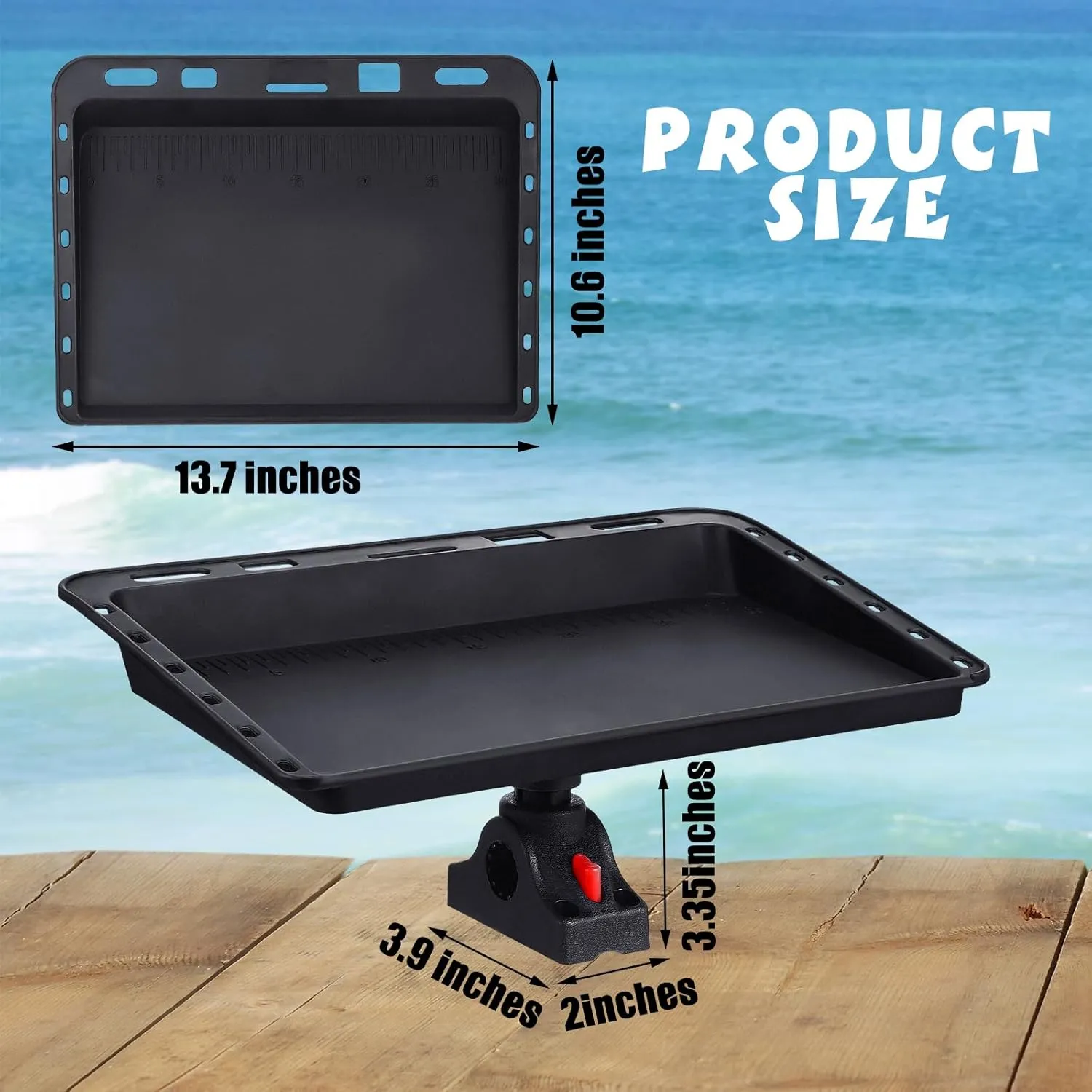 Lenwen Boat Cutting Board Bait Table for Boat Rod Holder Fish Cleaning Fillet Table Mounted Bait Cutting Board with Plier Storage and Knife Slot