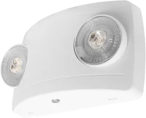 LFI Lights | Super Compact Emergency Light | White Housing | Two LED Adjustable Round Heads | Hardwired with Battery Backup | UL Listed | (1 Pack) | EL-C2