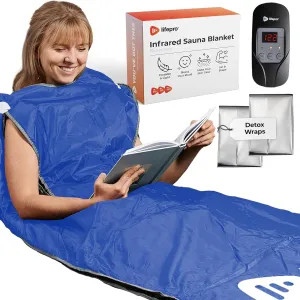 LifePro BioRemedy Infrared Sauna Blanket - Portable Far Infrared Home Sauna for Detox, Tension and Relaxation - Adjustable Temperature (113-176°F) - Includes Carry Bag & Detox Wraps