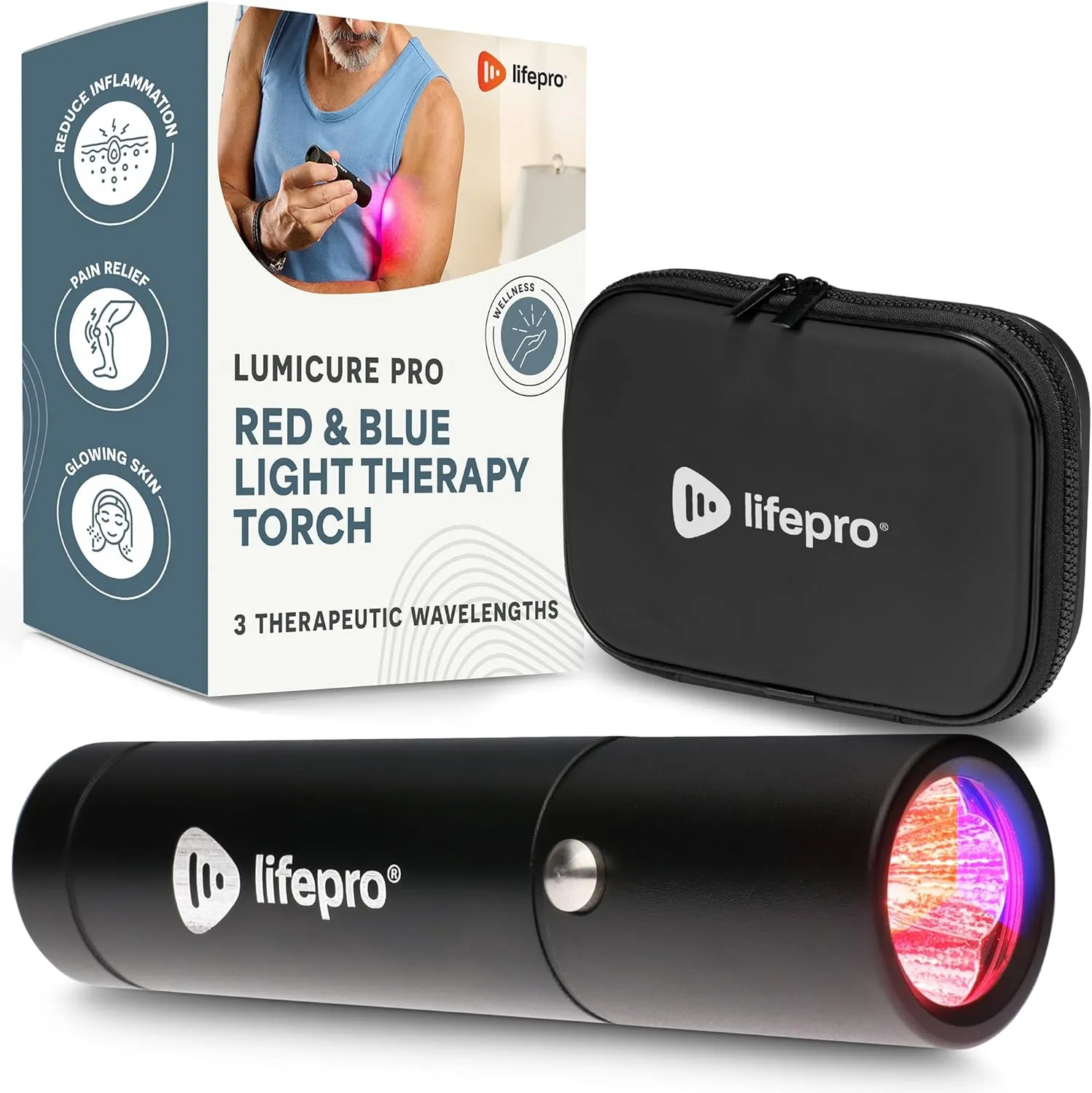 Lifepro Infrared & Red Light Therapy Device for Joints & Muscles Pain Relief, Portable Near Infrared Light for Body & Face Inflammation, Compact & Effective Design - Use 3 wavelengths