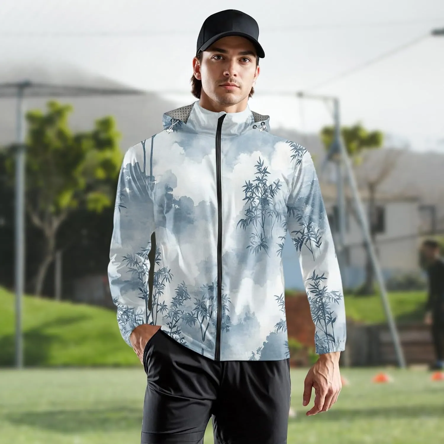 Light Weight Rain Jackets Men Big and Tall Light Outerwear Hiking Raincoats Lightweight Water Resistant Windbreaker