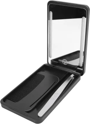 Lighted Travel Makeup Mirror with Light, Comb and Metal Eyebrow Tweezer,Pocket Rechargeable Compact Mirror Led Mini Mirror Travel Makeup Mirror LED Lighted Makeup Mirror Fill
