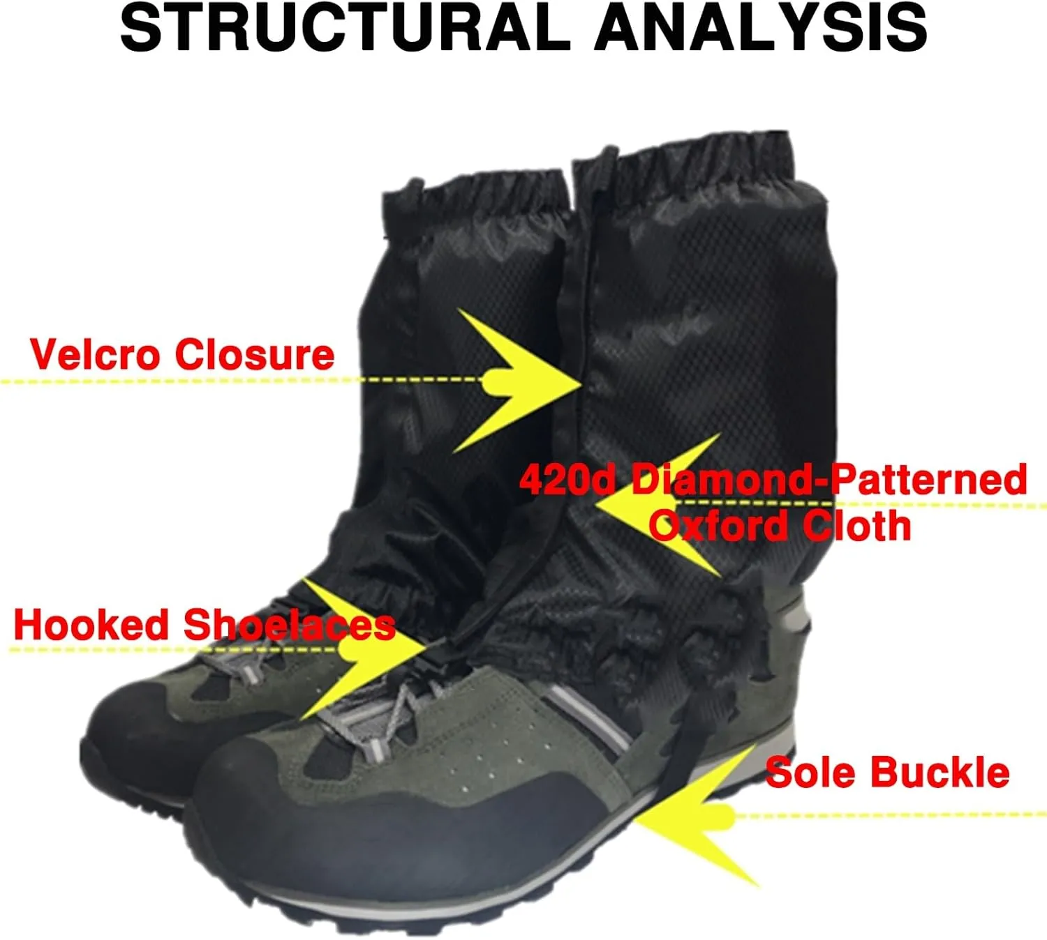 Lightweight Adjustable Snow Covers Mountaineering Hiking Leggings Anti-Soaking Leggings,Shoelace Hooks
