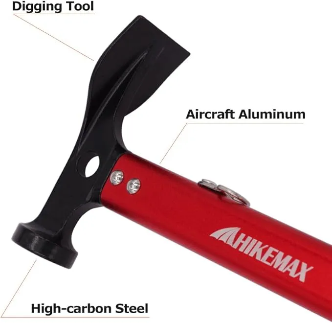 Lightweight Outdoor Camping Hammer Aluminum Tent Hammer with Tent Stake Remover, 13-Ounce