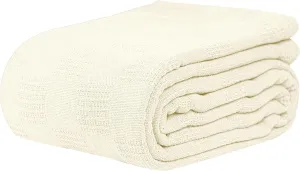 Linteum Textile Hospital Thermal SNAGLESS Spread Blanket, 100% Cotton (74x100 in, Cream)