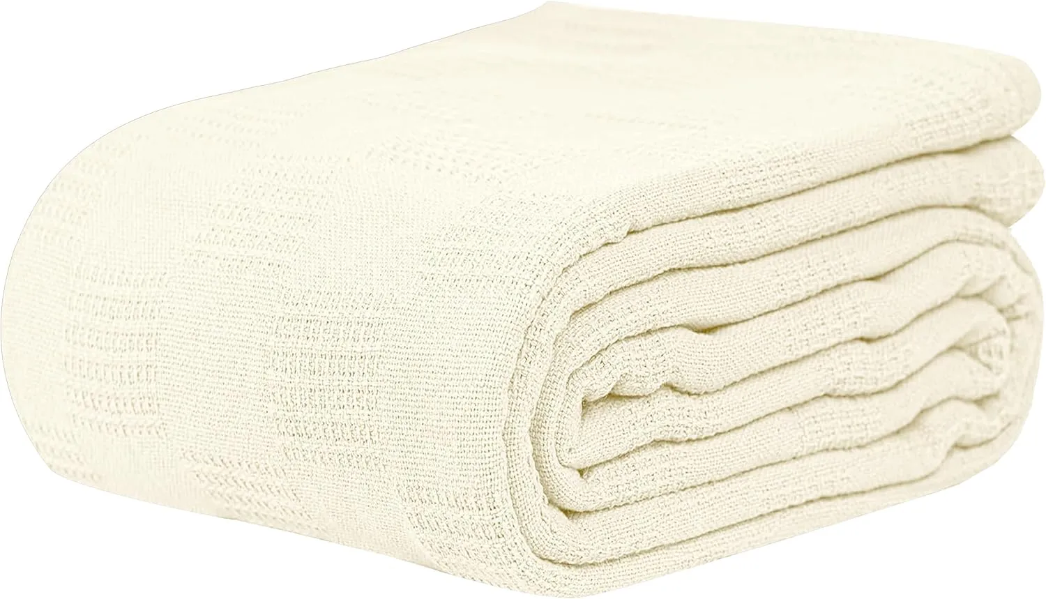 Linteum Textile Hospital Thermal SNAGLESS Spread Blanket, 100% Cotton (74x100 in, Cream)