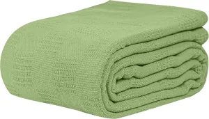 Linteum Textile Hospital Thermal SNAGLESS Spread Blanket, 100% Cotton (74x100 in, Green)