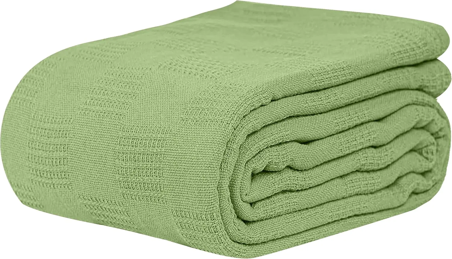 Linteum Textile Hospital Thermal SNAGLESS Spread Blanket, 100% Cotton (74x100 in, Green)