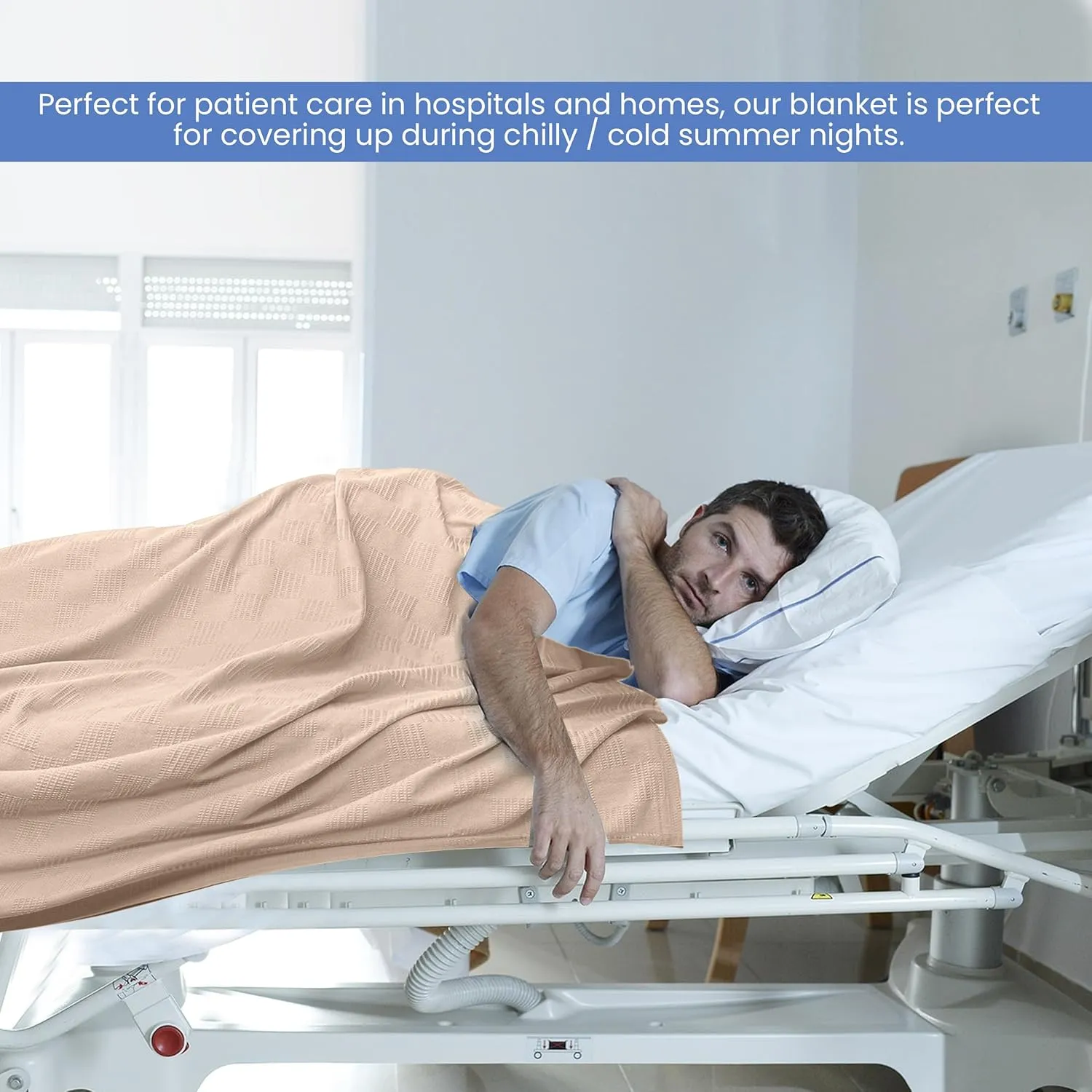 Linteum Textile Hospital Thermal SNAGLESS Spread Blanket, 100% Cotton (74x100 in, Taupe)