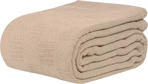Linteum Textile Hospital Thermal SNAGLESS Spread Blanket, 100% Cotton (74x100 in, Taupe)