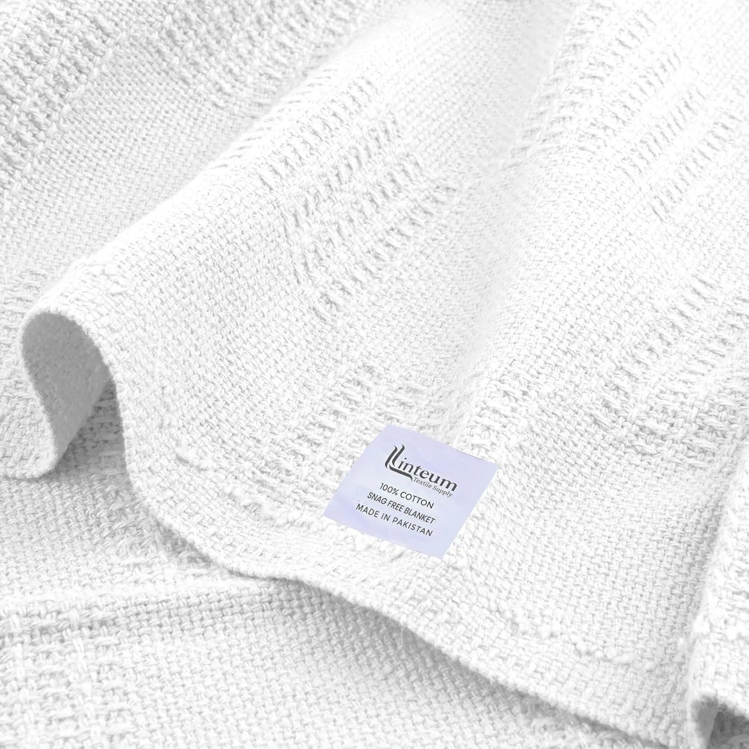 Linteum Textile Hospital Thermal SNAGLESS Spread Blanket, 100% Cotton (74x100 in, White)