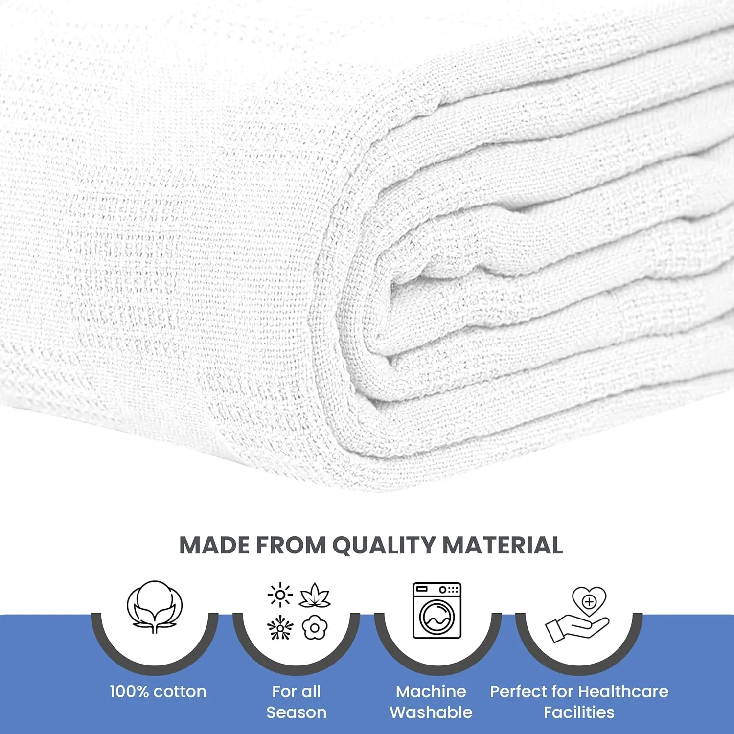 Linteum Textile Hospital Thermal SNAGLESS Spread Blanket, 100% Cotton (74x100 in, White)