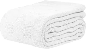 Linteum Textile Hospital Thermal SNAGLESS Spread Blanket, 100% Cotton (74x100 in, White)