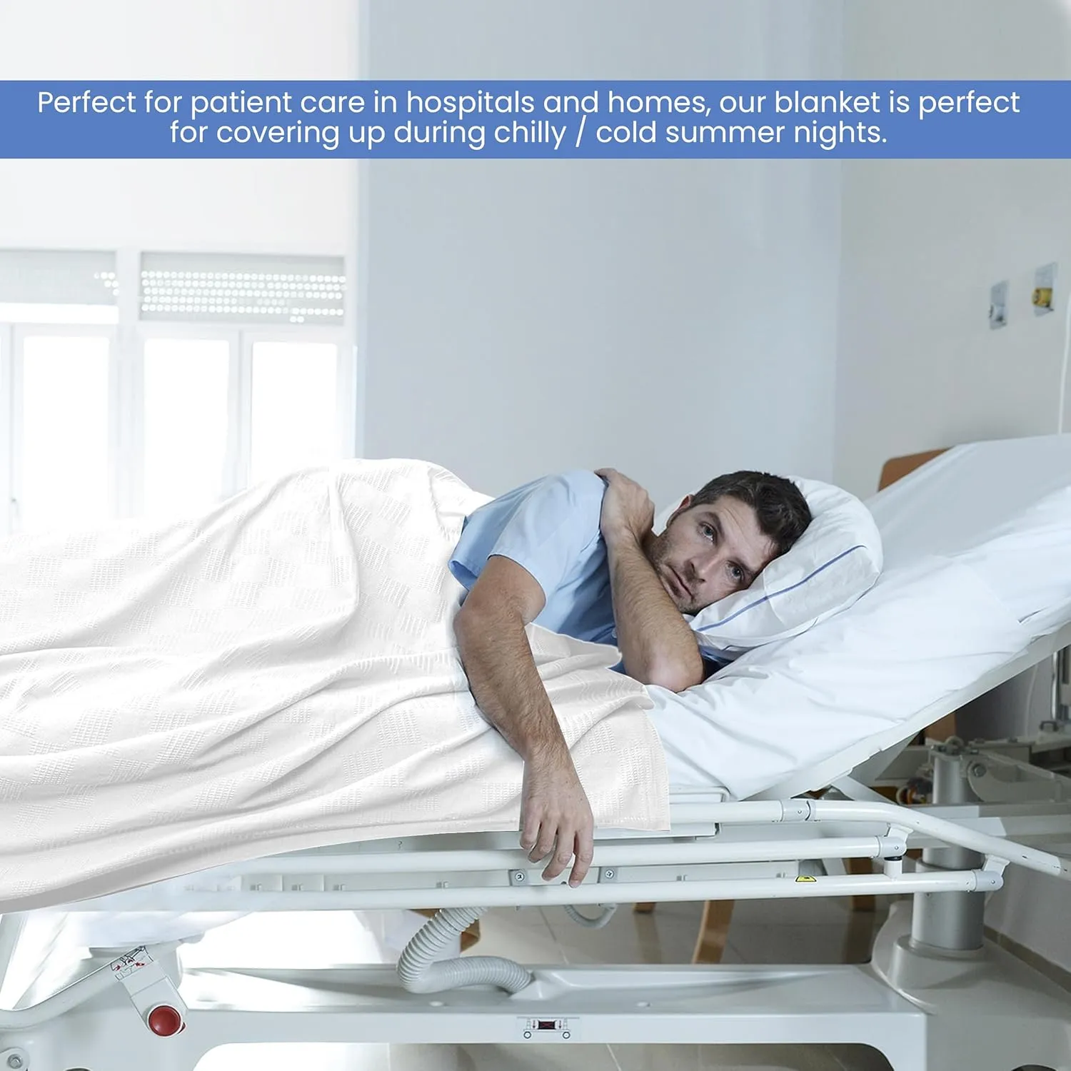 Linteum Textile Hospital Thermal SNAGLESS Spread Blanket, 100% Cotton (74x100 in, White)