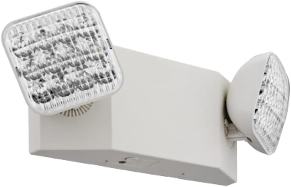 Lithonia Lighting Basics LED Emergency Light, Emergency Lighting with Dual Adjustable LED Lamp Heads, Wall Mount, Damp Location Rated, 90-Minute Backup, 120/277V, White (EU2C M6)