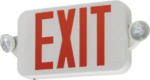 Lithonia Lighting Basics LED Exit Sign/Emergency Light Combo, Red/Green Switchable Exit Sign and Emergency Lights for Business, 2-Head Fixture, Round Lamp Heads, White (ECRG RD M6)