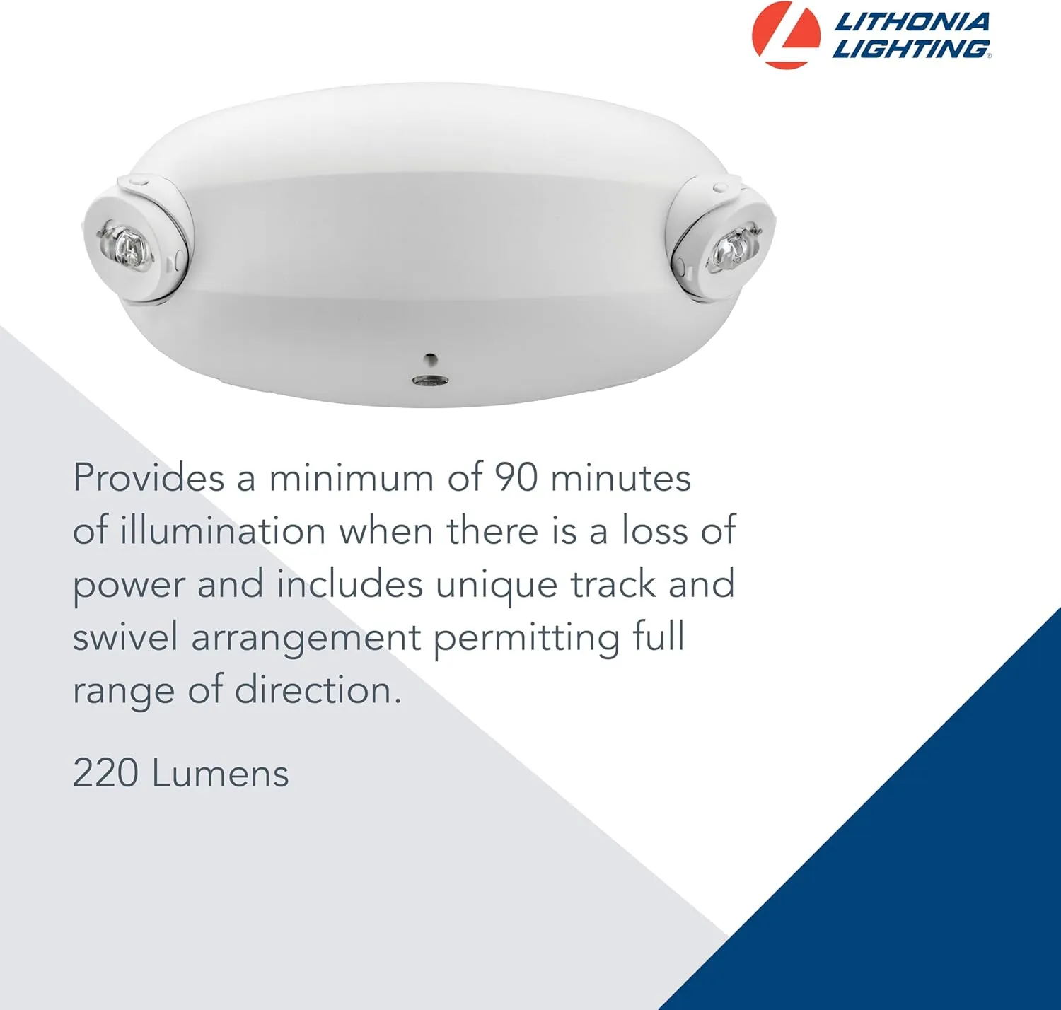 Lithonia Lighting Quantum LED Emergency Lights for Business, Aimable Emergency Light, Manual Testing, 220 Lumens, White (ELM2L M12)