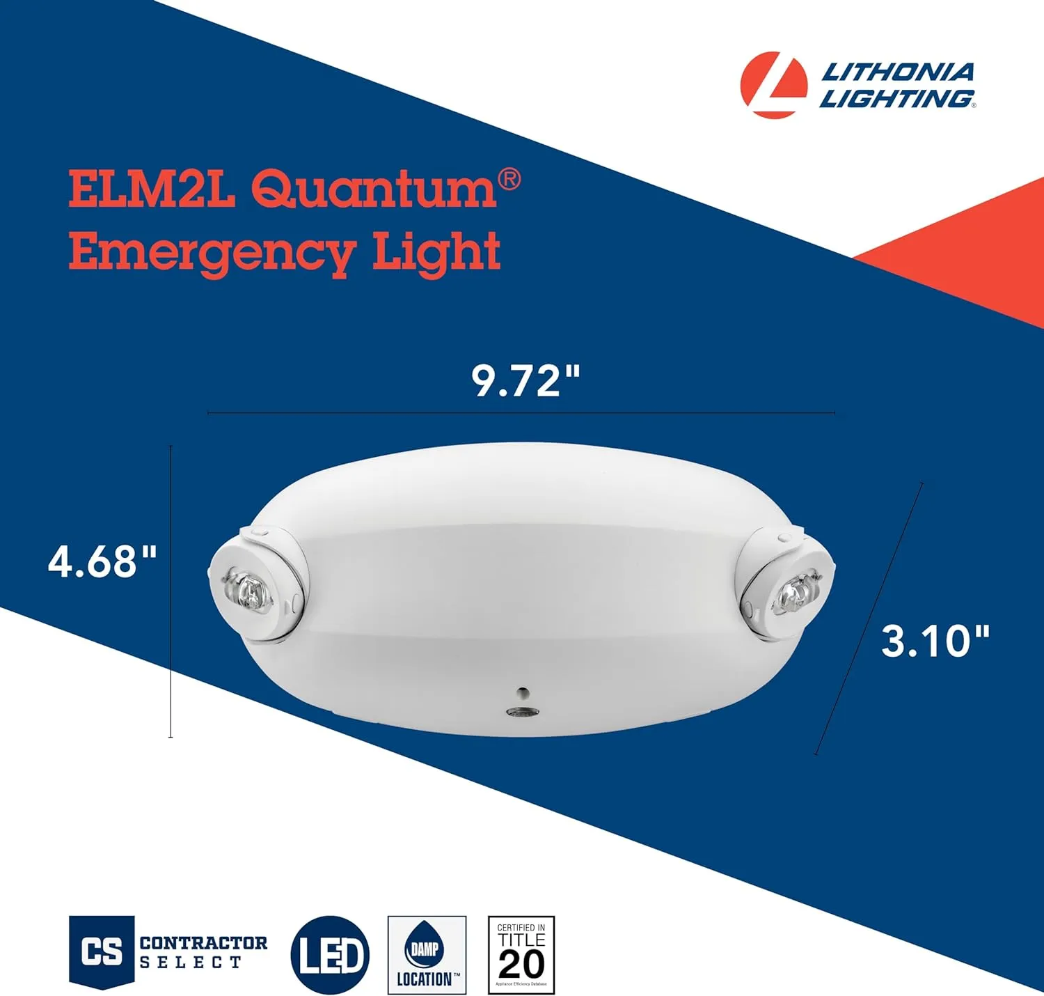 Lithonia Lighting Quantum LED Emergency Lights for Business, Aimable Emergency Light, Manual Testing, 220 Lumens, White (ELM2L M12)