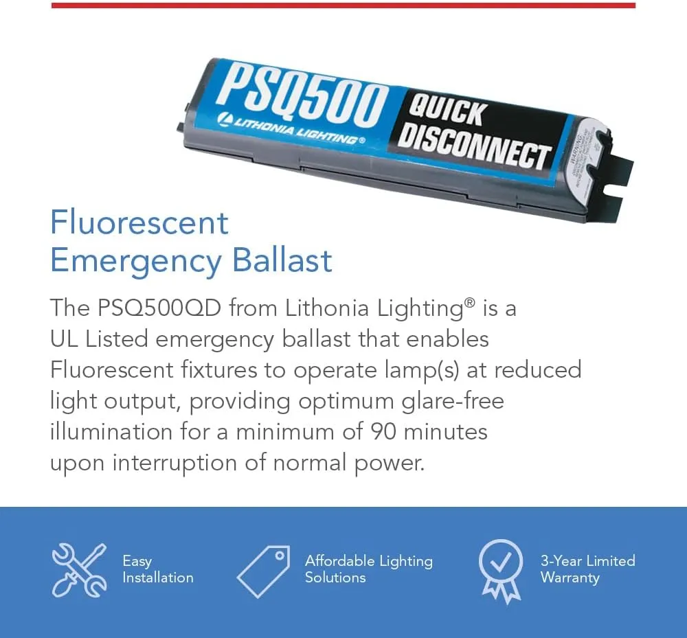 Lithonia Lighting T12 and T8 Emergency Ballast, Power Sentry Quick Disconnect Emergency Fluorescent Battery Pack, 500LM (PSQ500QD MVOLT M12)