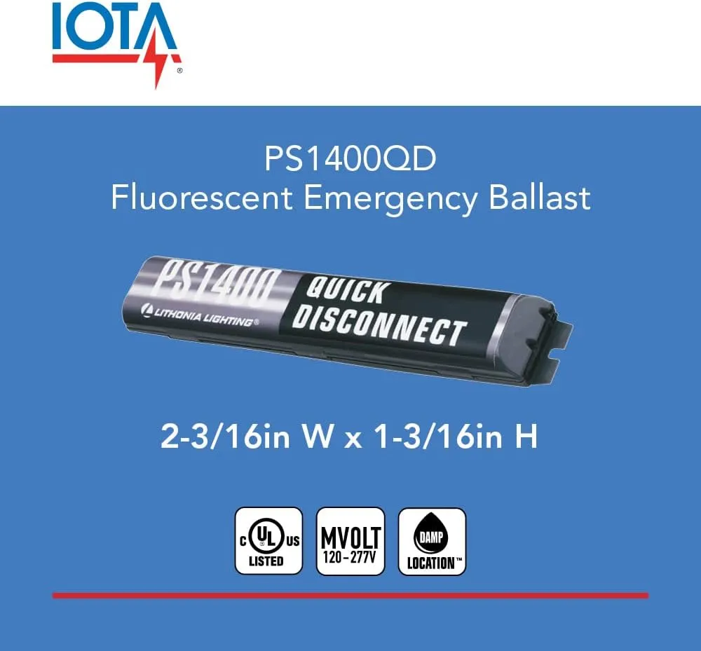 Lithonia Lighting T8 Emergency Ballast, SD Power Sentry Quick Disconnect Emergency Fluorescent Battery Pack, 1400 Lumens, MVOLT 120-227 Volts, Black (PS1400QD MVOLT M8)
