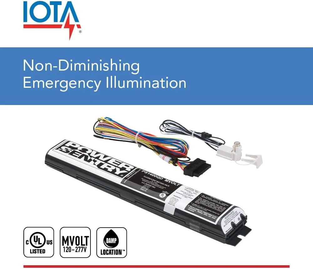 Lithonia Lighting T8 Emergency Ballast, SD Power Sentry Quick Disconnect Emergency Fluorescent Battery Pack, 1400 Lumens, MVOLT 120-227 Volts, Black (PS1400QD MVOLT M8)