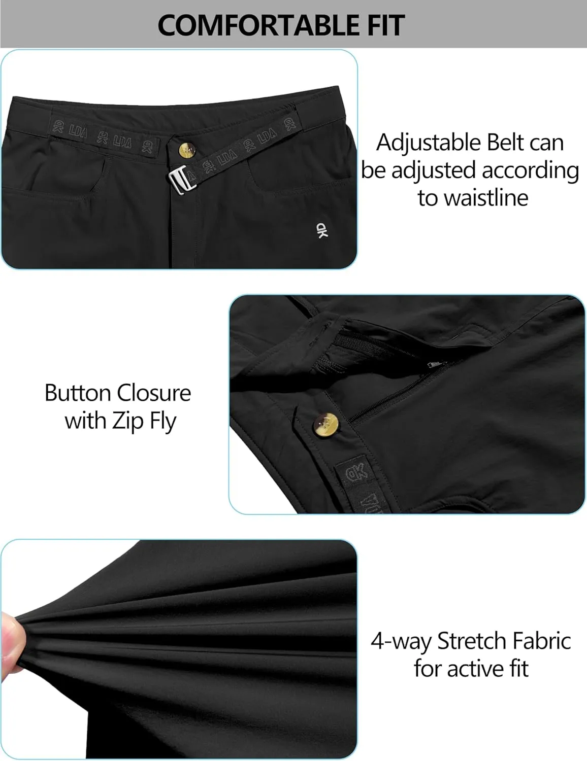 Little Donkey Andy Men's Hiking Cargo Shorts with Belt Lightweight Quick Dry Bermuda Shorts