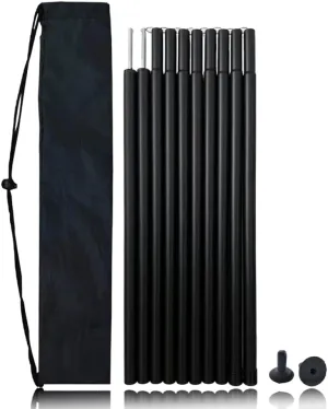 LIU GYG Adjustable Tarp Poles for Camping with 2 Silicone Protective Caps - Portable Tent Poles Replacement for Rain Fly, Awning, Outdoor Hiking, Backpacking, and Sunshade - Set of 2 Tent Poles.