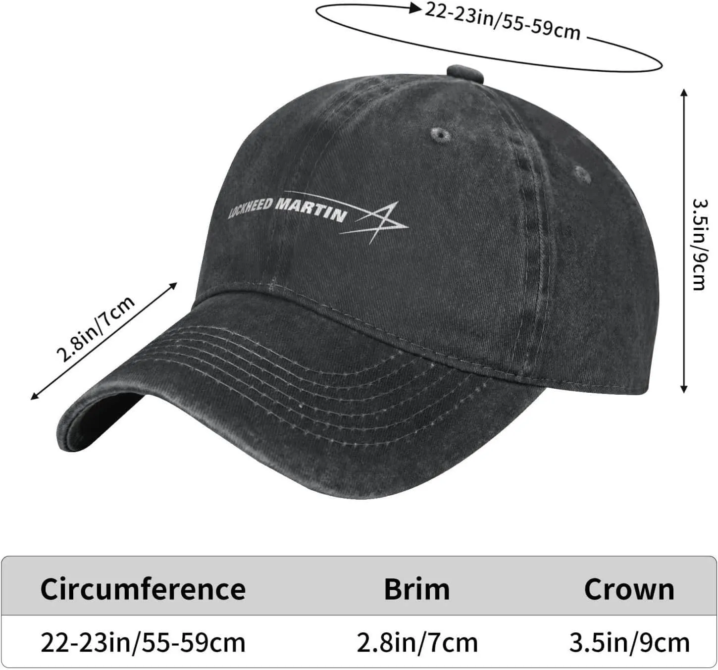 Lockheed Martin Washed Baseball Cap, Retro Adjustable Hats Funny Fashion Casquette for Men Women