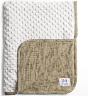 lulumoon Baby Blanket for Newborn Receiving: Muslin & Minky Dot Lightweight - Thermal Blanket Gift for Baby Shower & Hospital Welcoming 30"x40"（Olive）