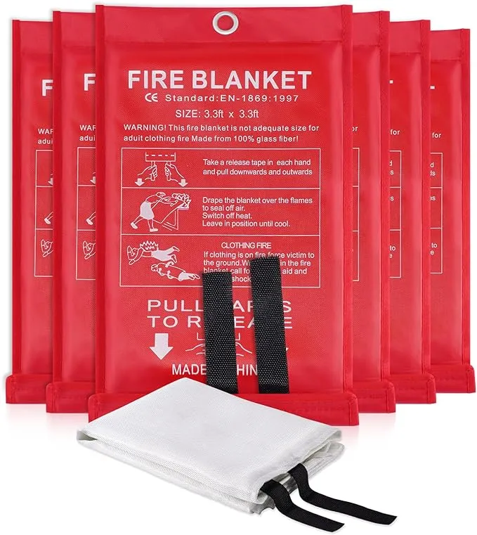LUXJET Emergency Fire Blanket for Home Kitchen Fiberglass Suppression Fire Blanket, Fire Extinguisher for Camping, Kitchen, Boat, Car & Office, Amusement Building