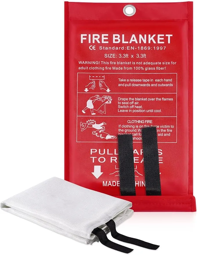 LUXJET Emergency Fire Blanket for Home Kitchen Fiberglass Suppression Fire Blanket, Fire Extinguisher for Camping, Kitchen, Boat, Car & Office, Amusement Building