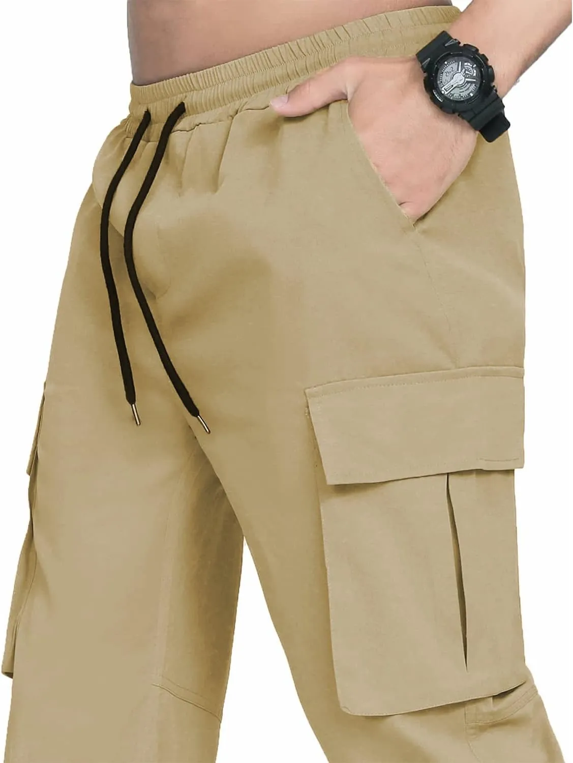 LYRXXX Men's Casual Cargo Pants Hiking Pants Workout Joggers Sweatpants for Men