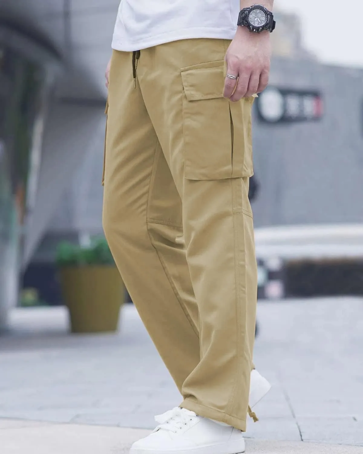 LYRXXX Men's Casual Cargo Pants Hiking Pants Workout Joggers Sweatpants for Men