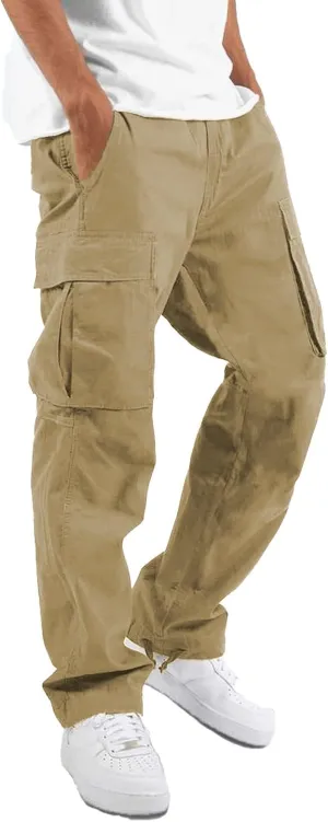 LYRXXX Men's Casual Cargo Pants Hiking Pants Workout Joggers Sweatpants for Men