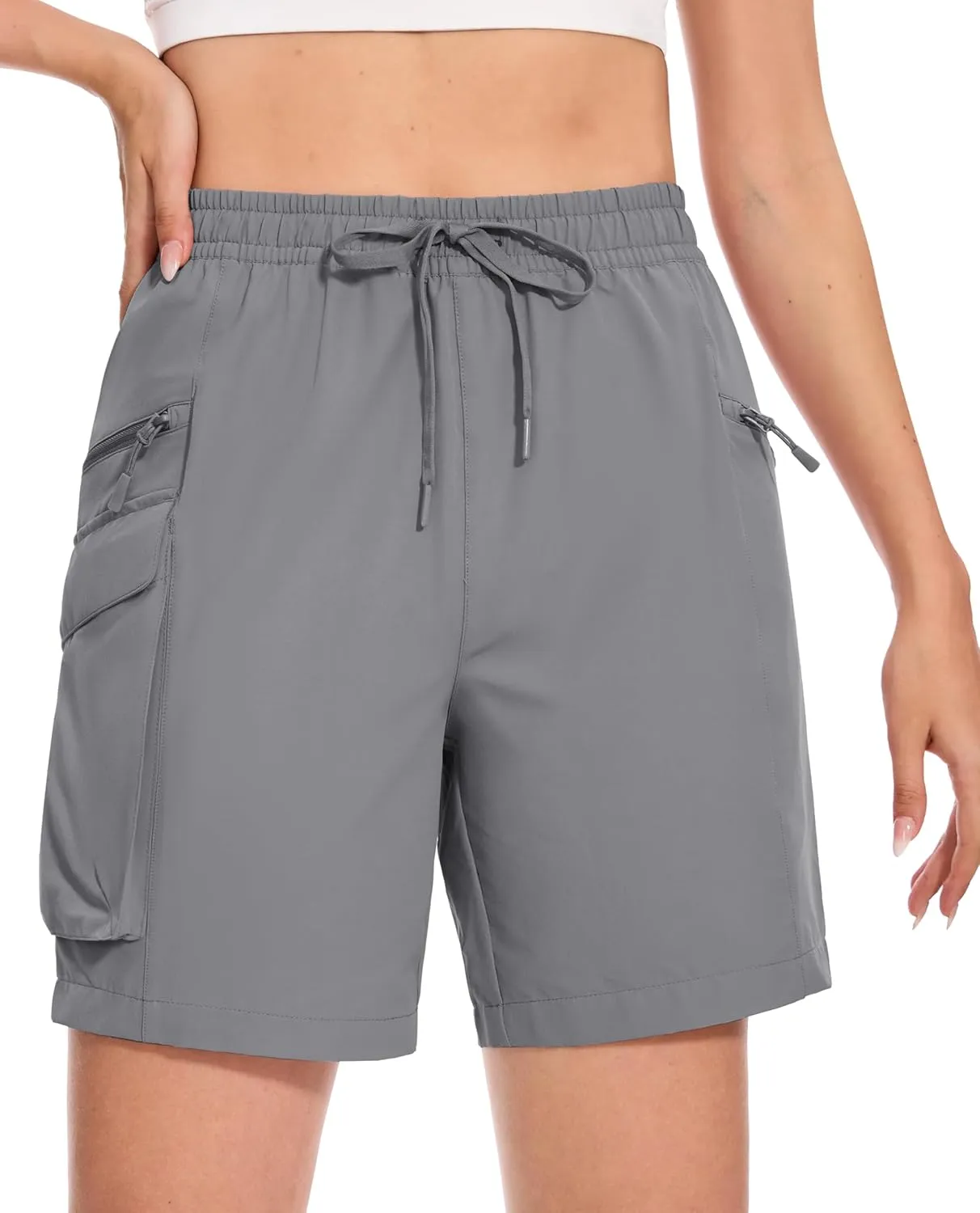MAGCOMSEN Women's 7" Hiking Cargo Shorts Quick Dry Lightweight Golf Athletic Summer Outdoor Shorts with 4 Pockets