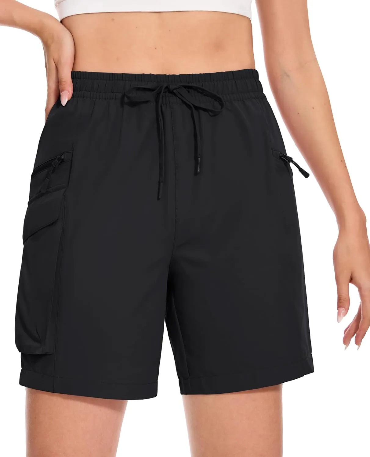 MAGCOMSEN Women's 7" Hiking Cargo Shorts Quick Dry Lightweight Golf Athletic Summer Outdoor Shorts with 4 Pockets