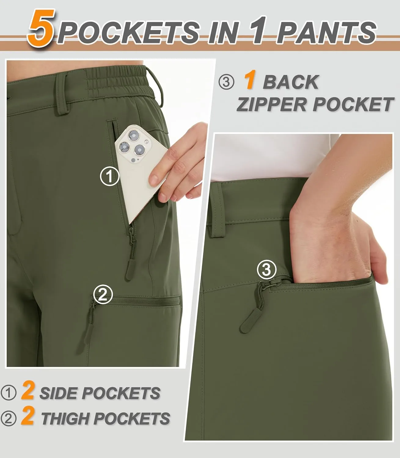 MAGCOMSEN Women's Fleece Lined Hiking Pants Waterproof Insulated Outdoor Snow Ski Pants Warm Winter Softshell Pants
